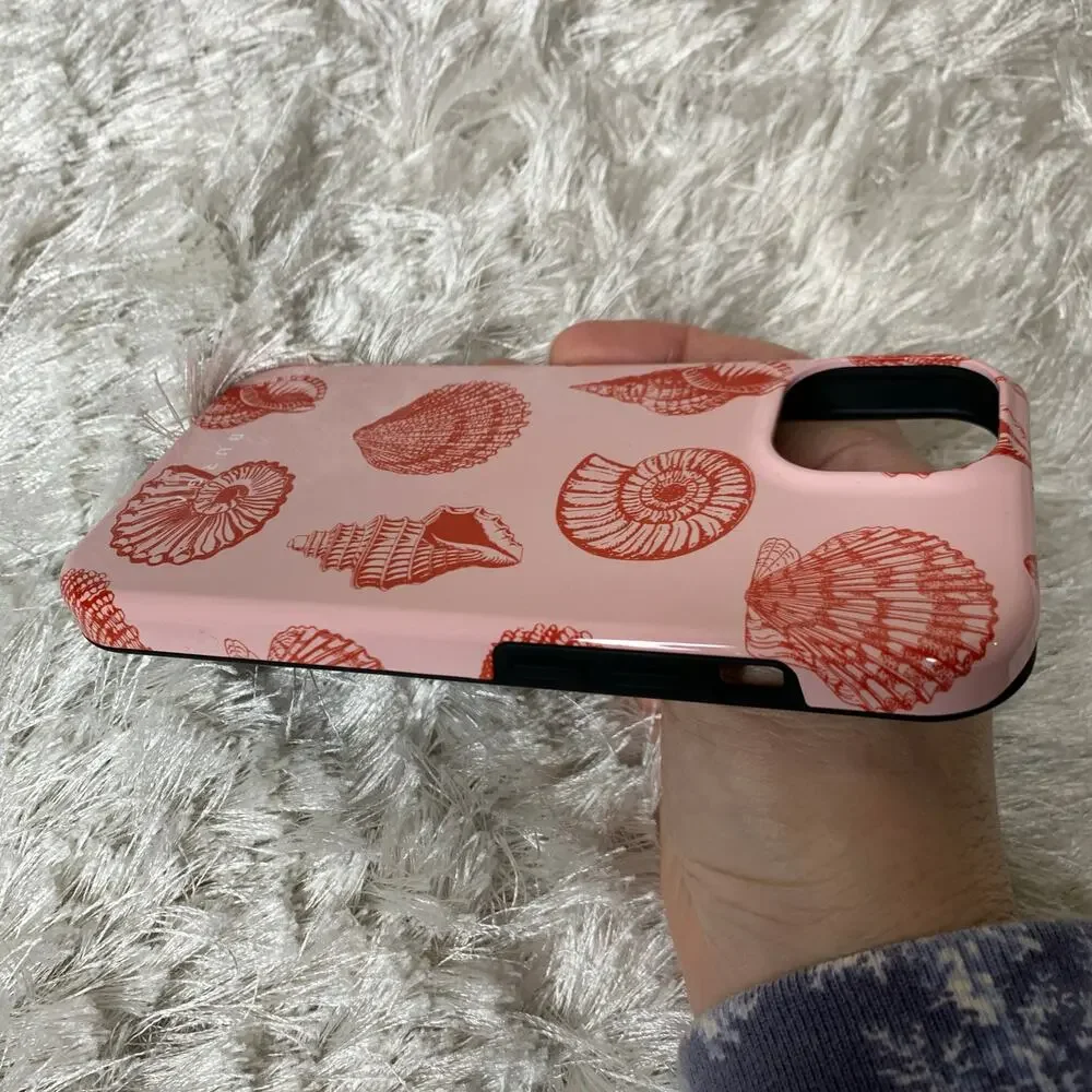 Burga Phone Case Shells Pink w Red Designs